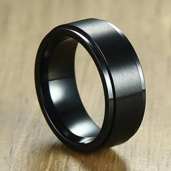 Mens  Black Spinner Rings