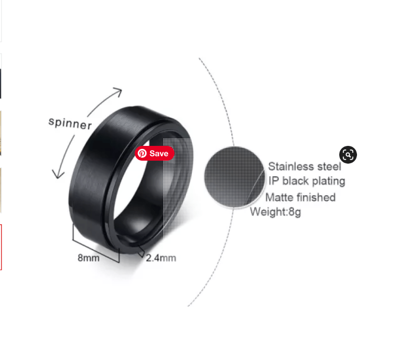 Mens  Black Spinner Rings