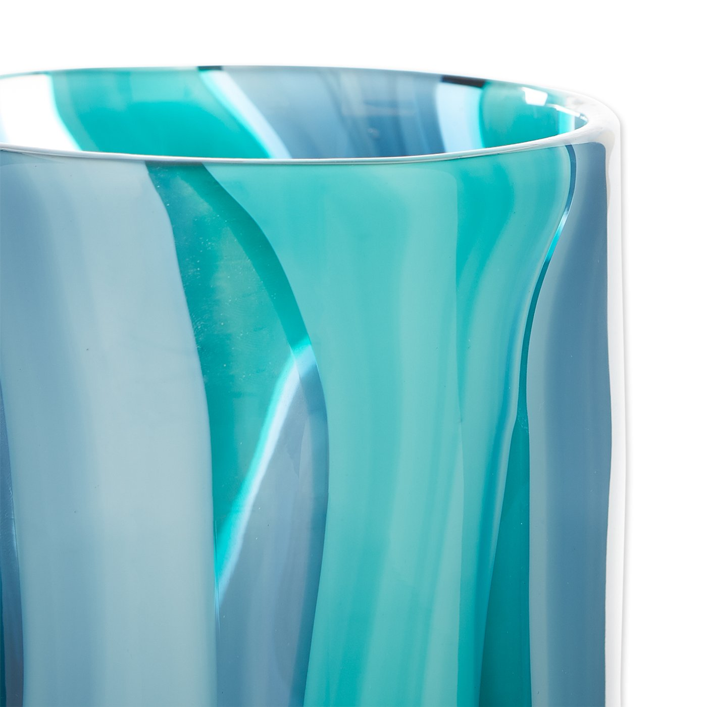 Blue Swirls Cylinder Glass Vase - 6.5 inches